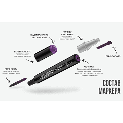 Маркер перманентный двусторонний "Sketchmarker Brush", R52 бледно-розовый - 7