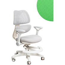 Кресло детское Ergosmart Antey, ткань, пластик, корпус белый, подставка для ног, с чехлом салатовым, серый