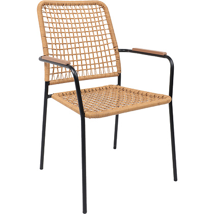 Кресло садовое AksHome BERGAMO, PE искусственный ротанг, черный, коричневый