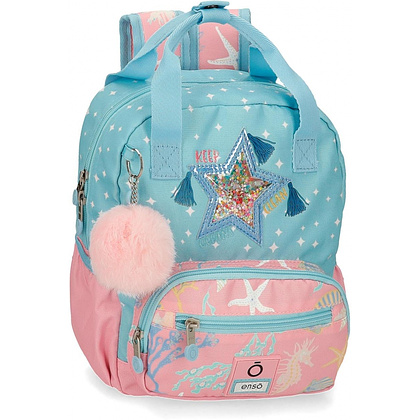 Рюкзак школьный Enso "Keep the oceans clean" S, голубой, розовый