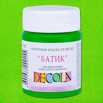 Краска акриловая по шелку перламутровая "Декола", 717 зеленая светлая, 50 мл., банка - 2