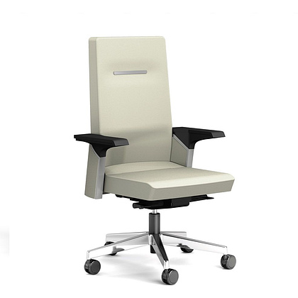 Кресло для руководителя "SOKOA K01", ткань, алюминий, светло-бежевый 
