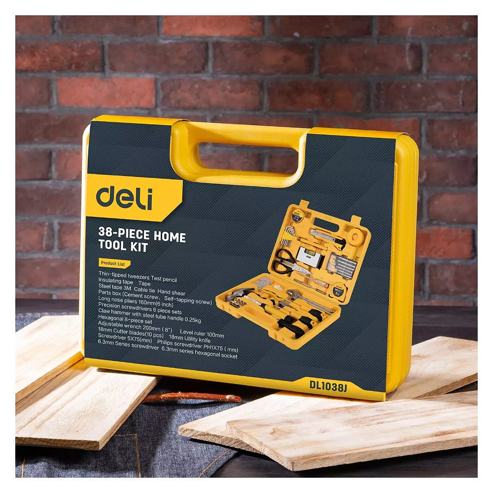 Набор инструмента Deli YS EDL1038J, 38 предметов, кейс, желтый - 5
