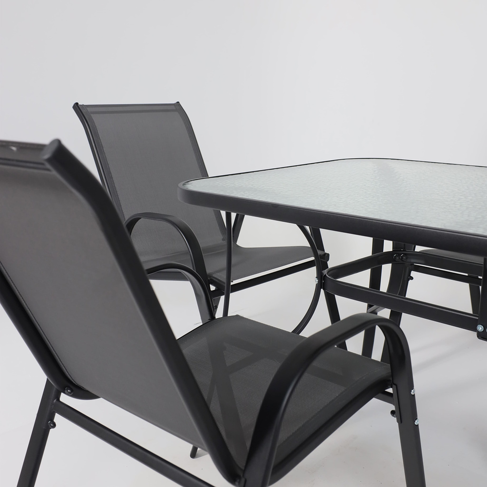 Комплект мебели садовой AksHome SUNBEAM (стол 1 шт, 6 кресел, зонт 1 шт), серый, черный - 21