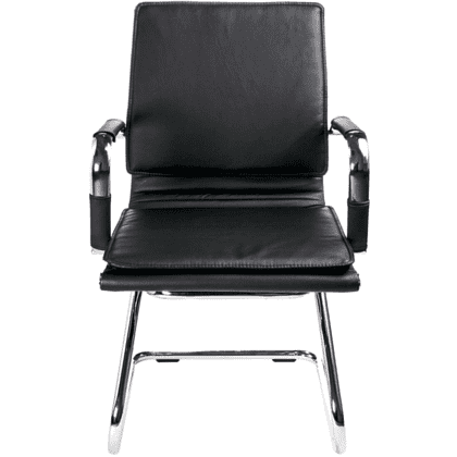 Кресло на полозьях "Бюрократ Ch-993-Low-V", экокожа, черный, металл хром - 3