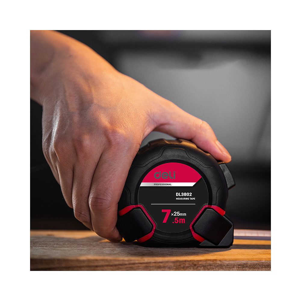 Рулетка "Deli 3802", 7,5 м, черный - 2