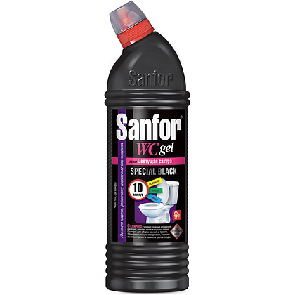 Средство чистящее для сантехники "Sanfor WC гель Special Black", 750 мл, гель