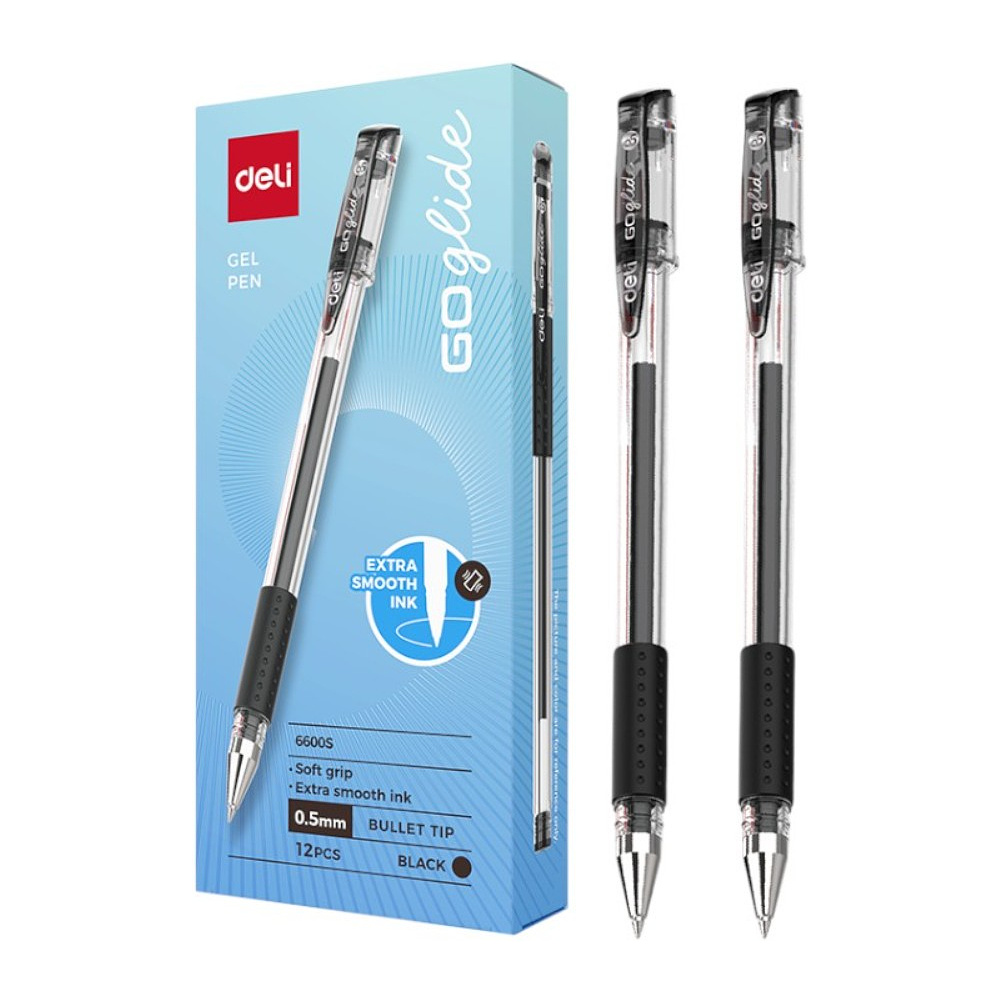Ручка гелевая "Go Glide", 0.5 мм, прозрачный, стерж. черный - 3