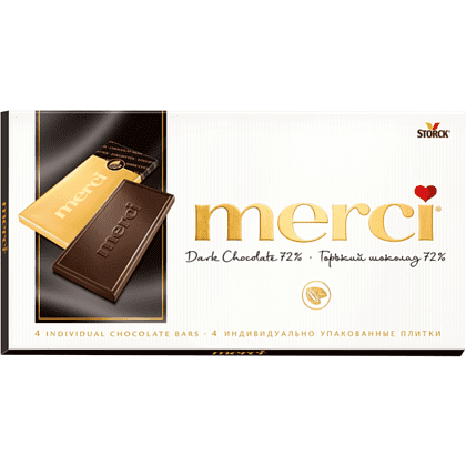 Конфеты "Merci", 100 г, горький шоколад 72 %
