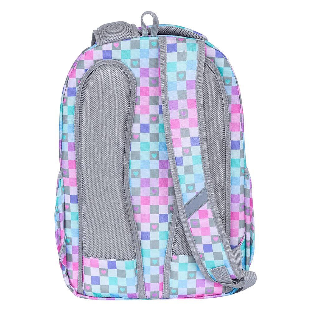 Рюкзак школьный "Checkered Hearts", голубой, розовый - 2