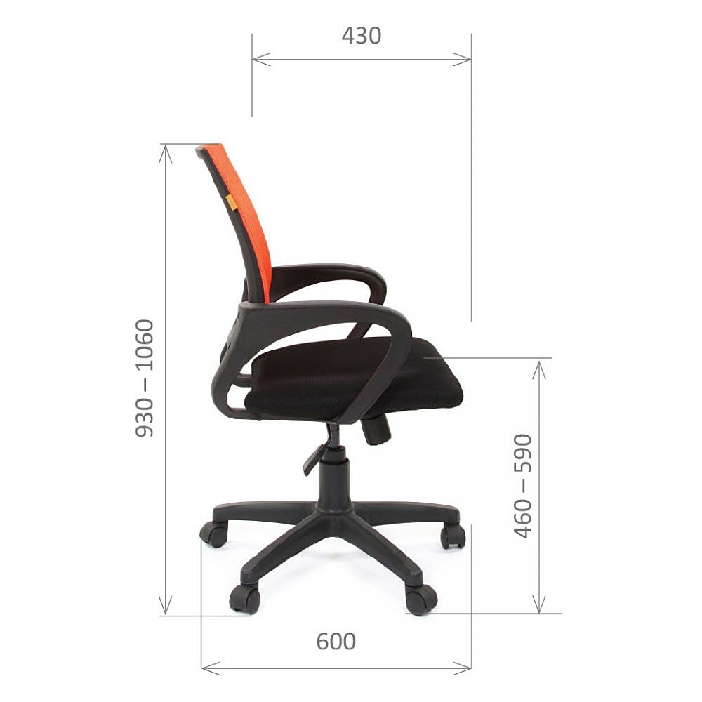 Кресло для персонала "Chairman 696", ткань, пластик, серая сетка - 8