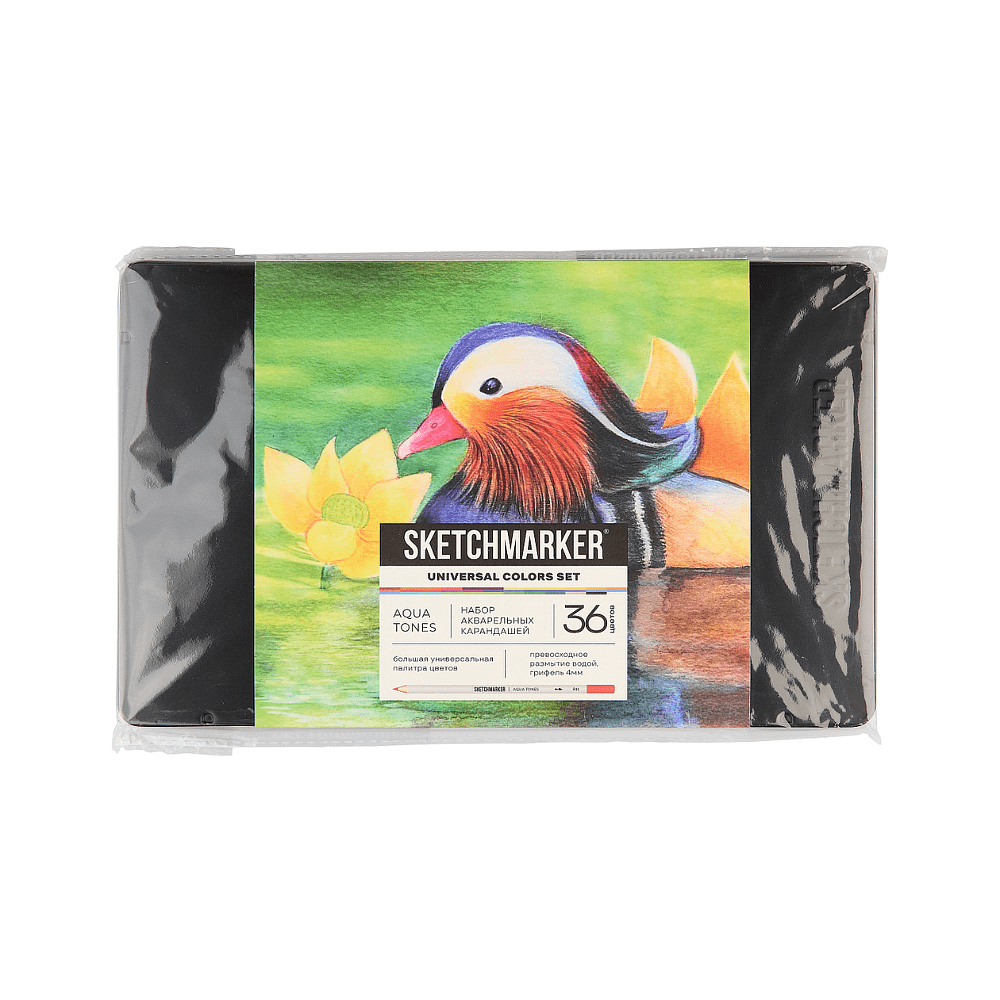 Цветные карандаши акварельные "Sketchmarker Универсальный", набор 36 цветов, жестяной пенал - 2