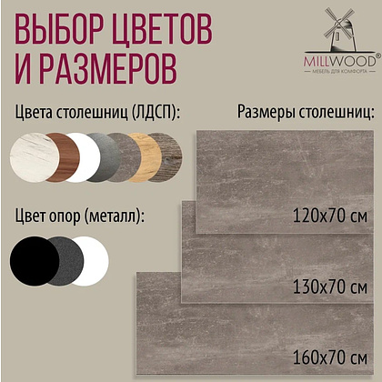 Стол письменный Millwood Лофт Сиэтл (ДТ-5), 1600х700 мм, бетон, белый - 10