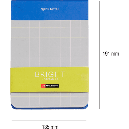 Блокнот "Bright", А5, 135х191 мм, 80 листов, линейка, синий, серый - 2