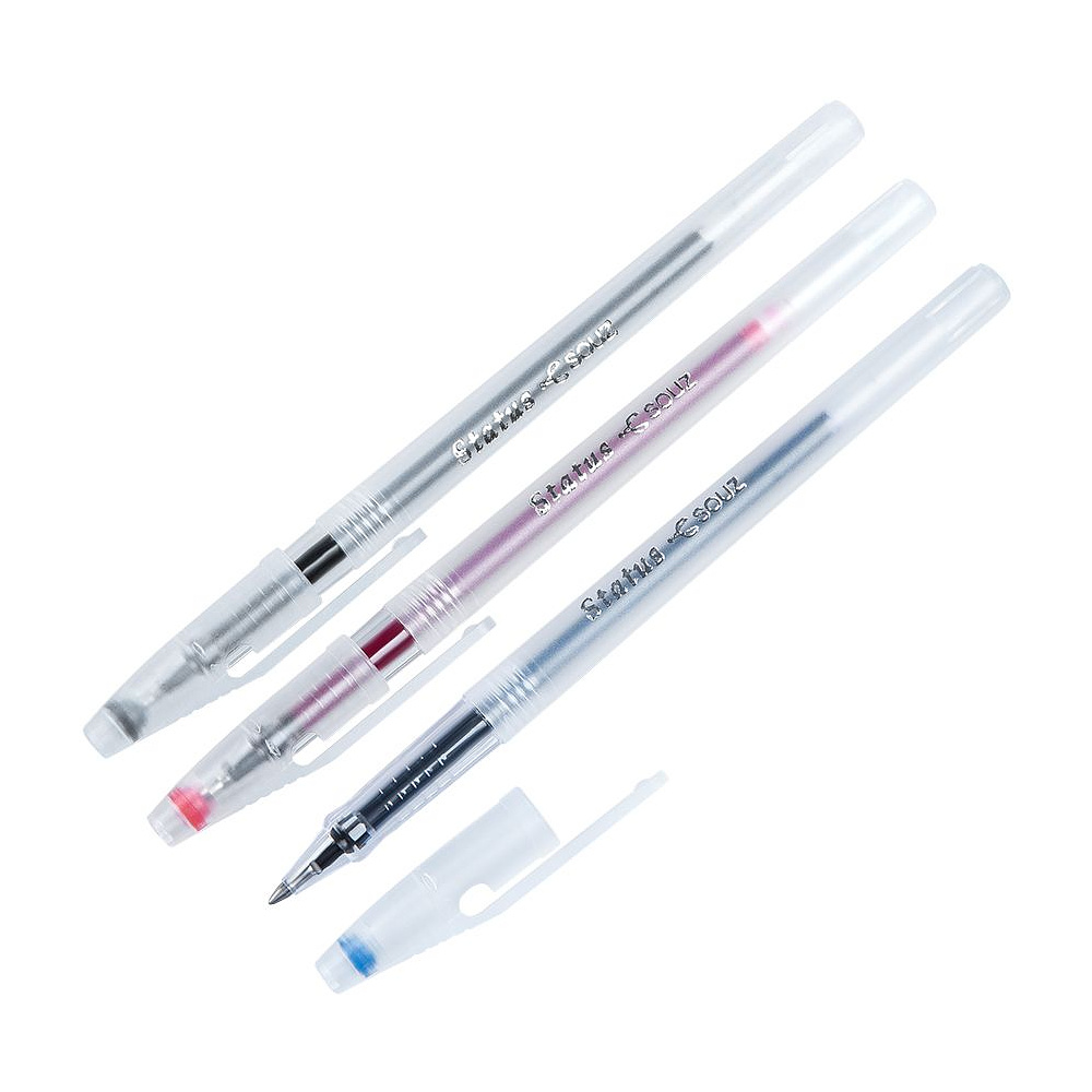 Ручка гелевая "Status", 0.7 мм, прозрачный, стерж. синий - 2