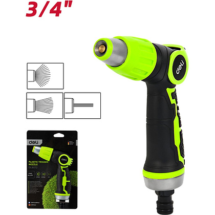 Пистолет-распылитель Deli GS EDL8072, 3 функции, быстросъем, бескурковый, черный, зеленый - 2