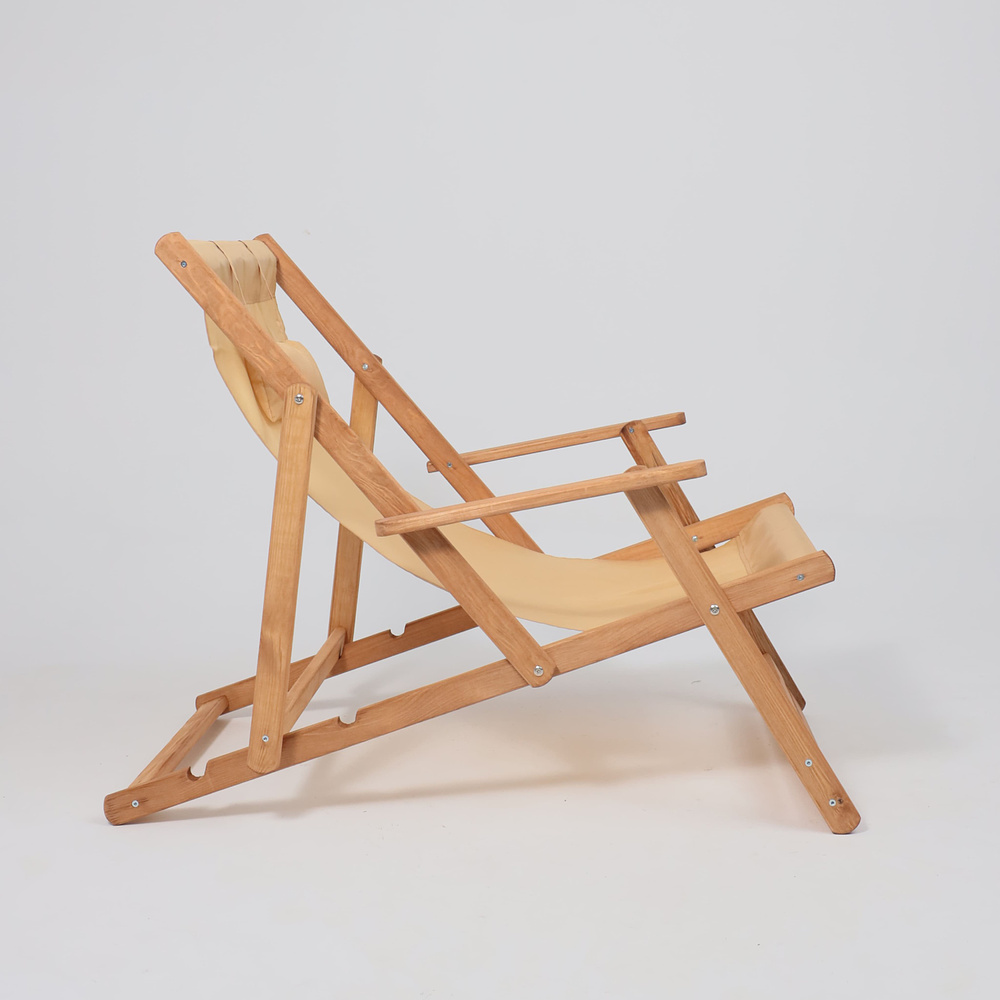 Кресло-шезлонг DYATEL с подлокотниками, ткань, бежевый, массив сосны - 12