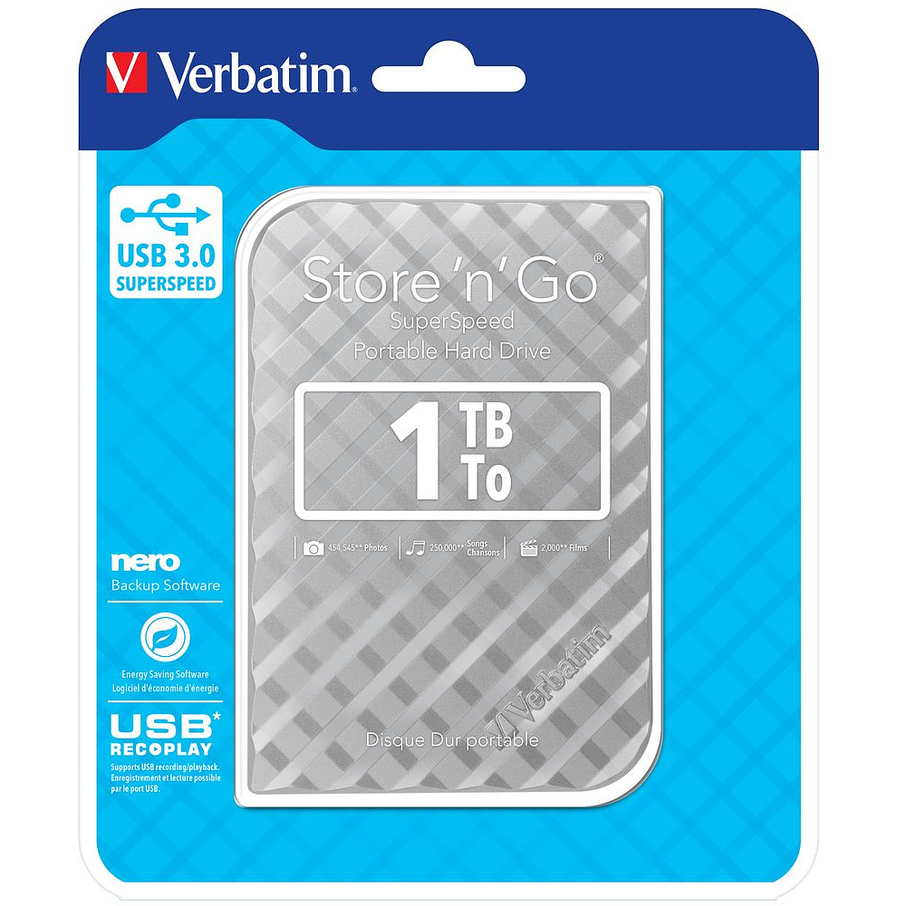Внешний жесткий диск Verbatim "Store 'n' Go GEN2", 1 tb, usb 3.0, серебристый - 2