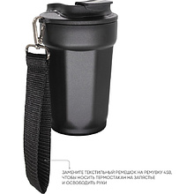 Стакан термический "Tedge" с ремешком, металл, 400 мл, черный