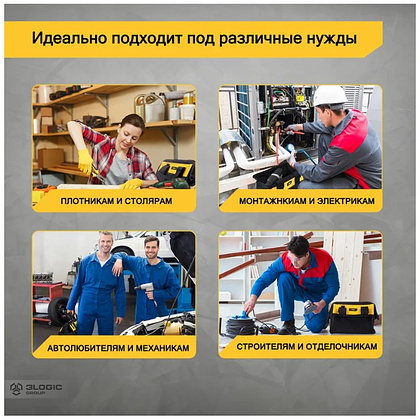 Сумка для инструментов Deli YS EDL-P1, 300х230х250 мм, ткань Oxford, черный, желтый - 9