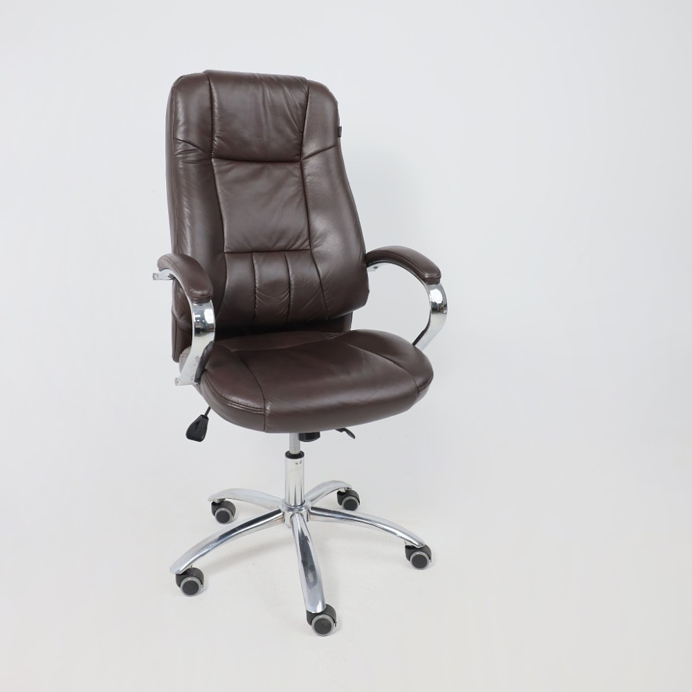 Кресло для руководителя "KING A" поворотное, хром, натуральная кожа, темно-коричневый - 10