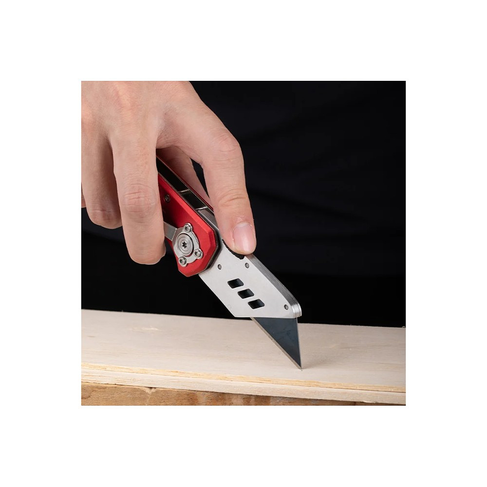 Нож строительный складной Deli RS EDL040, трапеция, 19T, красный - 10