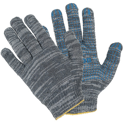 Перчатки трикотажные х/б, с ПВХ покрытием Точка из 6-и нитей, 7,5 кл. вязки, серый
