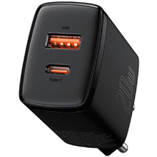 Сетевое зарядное устройство Baseus "CCXJ-B01", Compact Quick Charger USB+Type-C 20W, черный