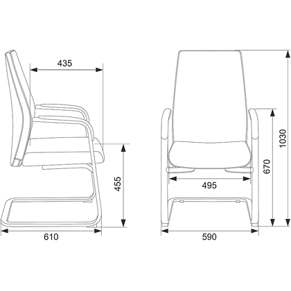 Кресло на полозьях Бюрократ "_JONS-LOW-V", натуральная кожа, черный, металл хром - 5