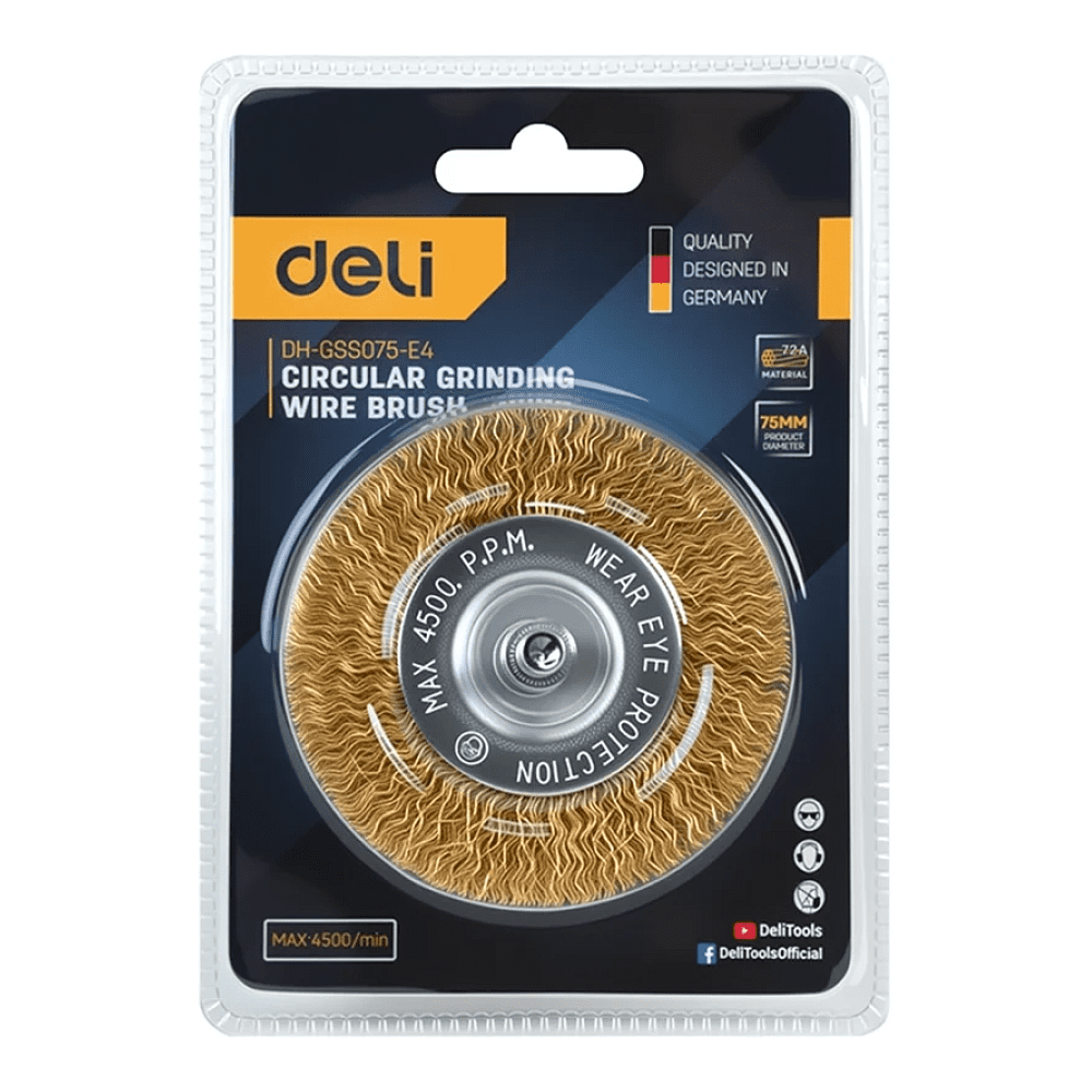 Щетка для дрели Deli YS EDH-GSS075-E3, плоская, проволочная - 8