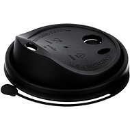 Крышка пластиковая для стаканов d=90 мм, для горячих напитков, 50 шт/упак, флип-топ, черный