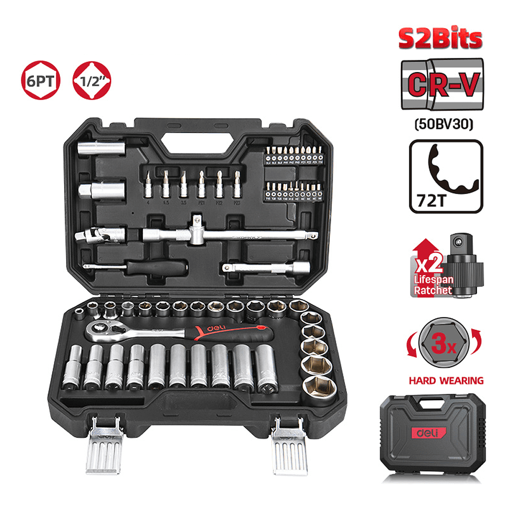 Набор инструмента 1/2" Deli RS EDQ43062, 62 шт. - 8