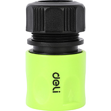 Соединитель-коннектор для шлангов Deli GS EDL8793, 1/2", быстросъемный с аквастопом, черный, зеленый