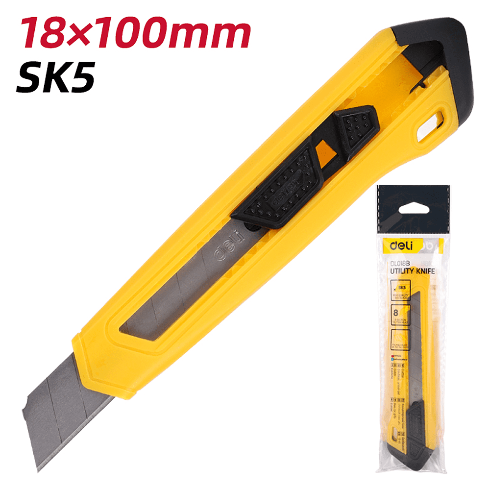 Нож для бумаги "Deli DL018B", 18 мм, жёлтый - 9