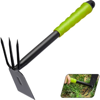Тяпка садовая Deli GS EDL580814, 300 мм, трехзубая, двухсторонняя, зеленый - 2