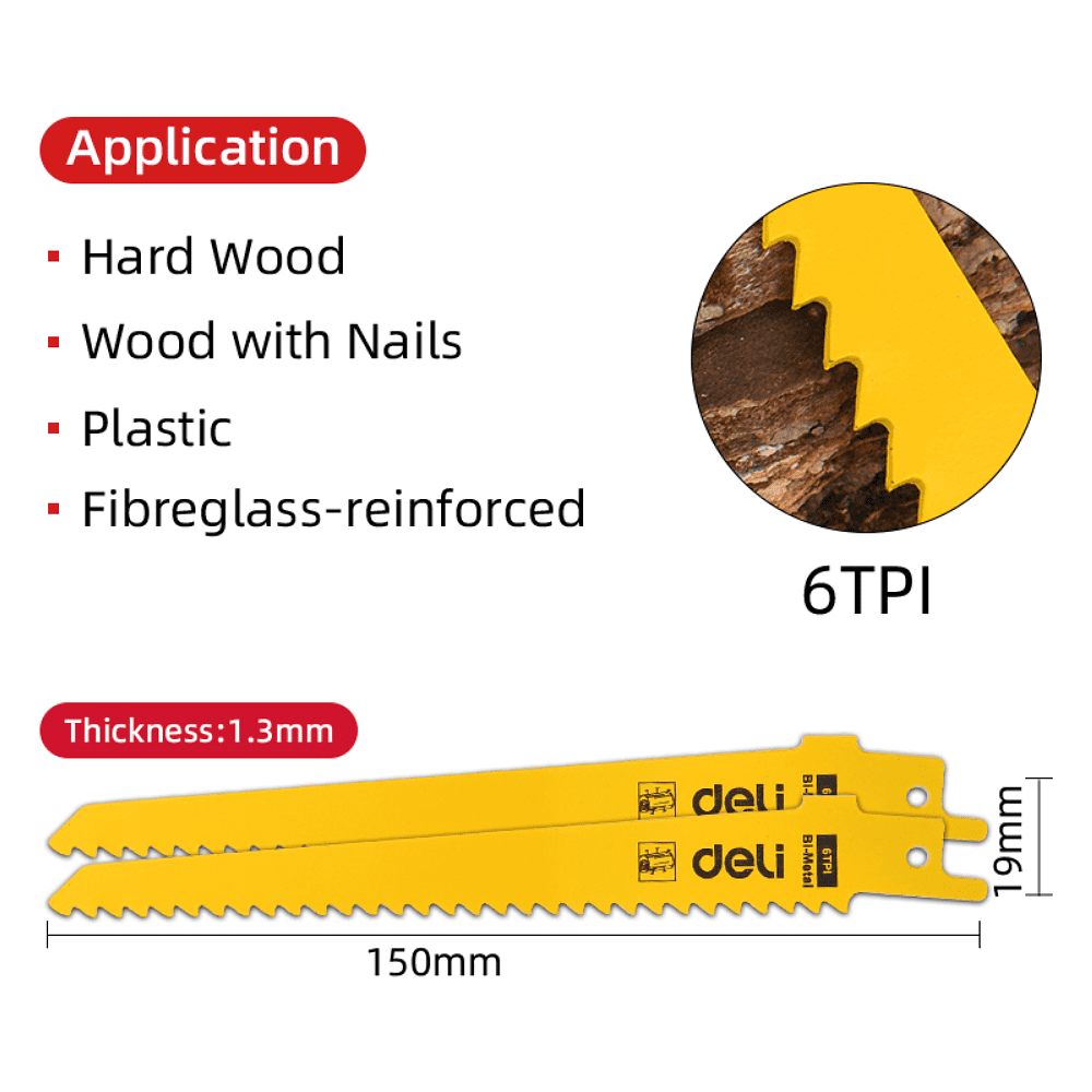 Набор пилок Deli YS EDH-WJT010-EH1, для лобзика и сабельной пилы, 10 шт - 4