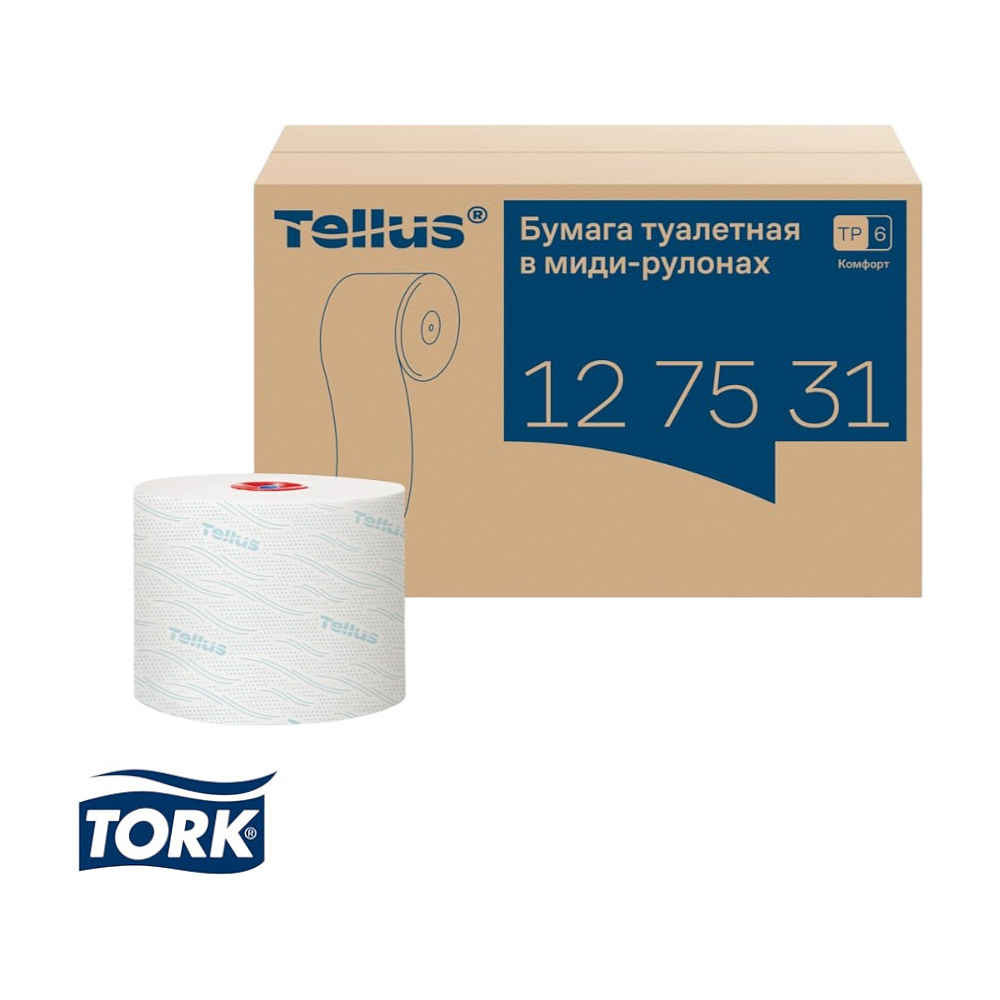Бумага туалетная Tellus Комфорт TP6, в миди-рулонах, 100 м, 2 слоя