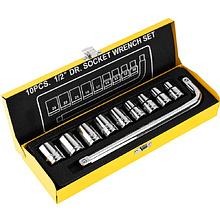 Набор головок торцевых Deli YS EDL2010T, 10-24 мм, 1/2", 10 шт., серебристый