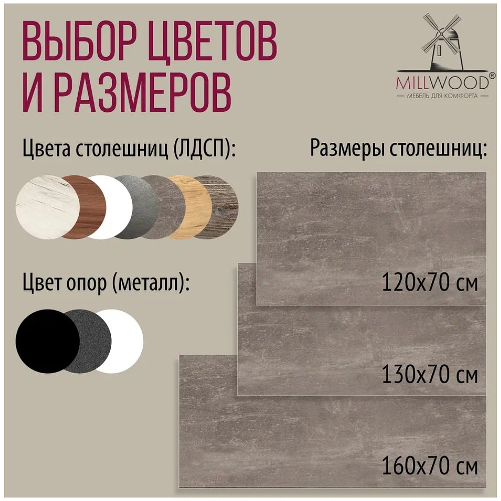 Стол письменный Millwood Лофт Сиэтл (ДТ-5), 1200х700 мм, бетон, черный - 10