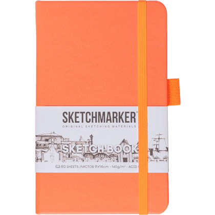 Скетчбук "Sketchmarker", 9x14 см, 140 г/м2, 80 листов, неоновый коралл