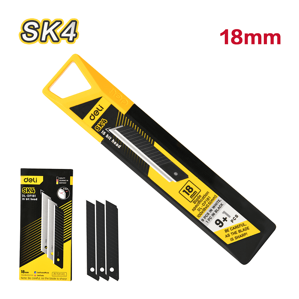 Лезвия для большого ножа "Deli Yellow SK4", 18 мм, 10 штук - 5