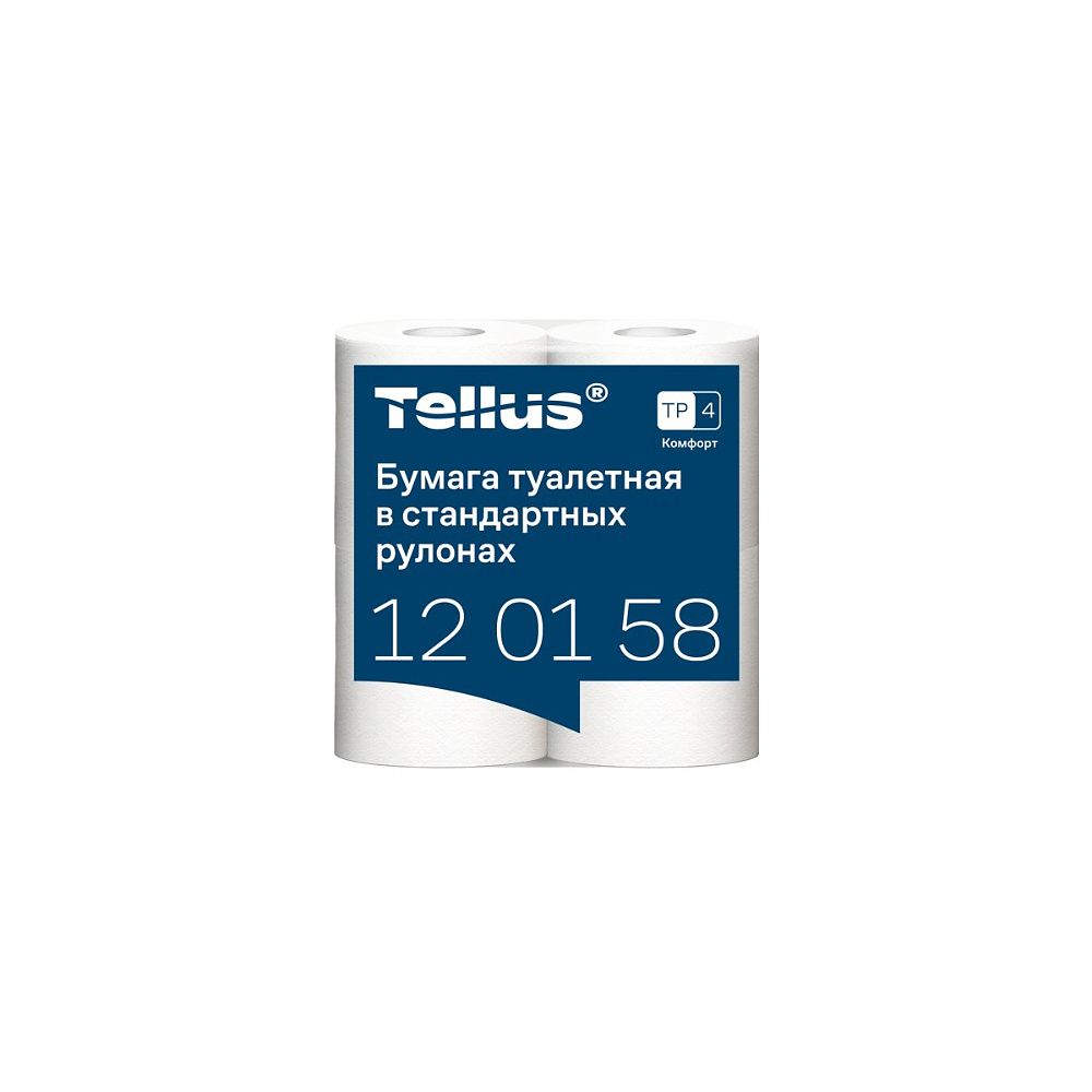 Бумага туалетная Tellus Комфорт, TP4, 4 рулона, 23 м., 2 слоя - 3