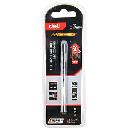 Сверло по металлу Deli RS EDH-MHZ030-E4, 3.0 мм, DIN 338, HSS-TiN - 4