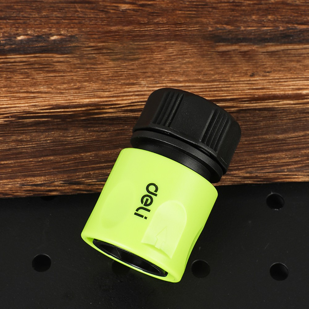 Соединитель-коннектор для шлангов Deli GS EDL8793, 1/2", быстросъемный с аквастопом, черный, зеленый - 5