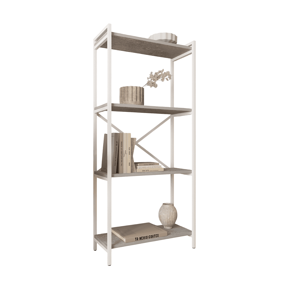 Стеллаж ALLERD RION белый муар, 675х300х1500, бетон