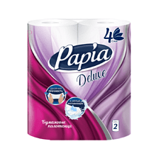 Полотенца бумажные  Papia Deluxe в рулонах, 13,2 м, 4 слоя, 2 рулона, 100% целлюлоза