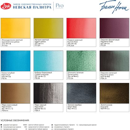 Краски акварельные "Белые ночи Русские сказки", набор 12 цветов, кюветы - 5