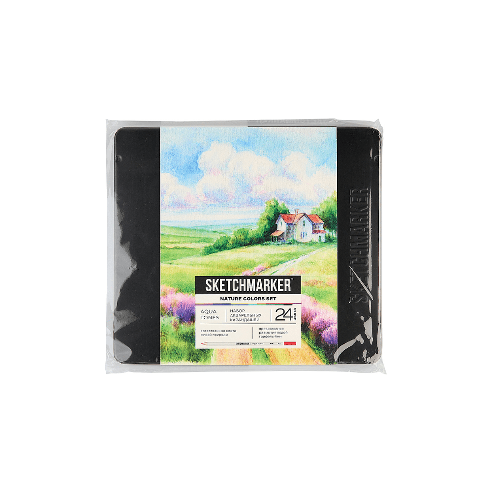 Цветные карандаши акварельные "Sketchmarker Природа", набор 24 цвета, жестяной пенал - 2