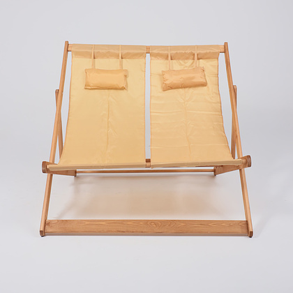 Кресло-шезлонг двойной DYATEL, ткань, бежевый, массив сосны  - 2