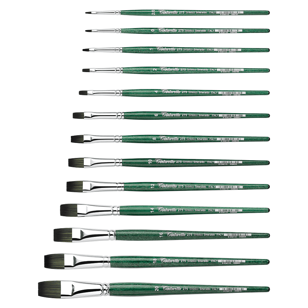 Кисть для рисования "Tintoretto Emerald", синтетика, плоская, №2 - 2